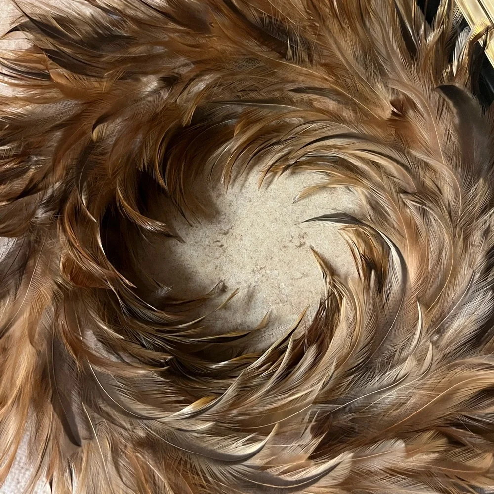 Decorative  Brown Feather Wreath - Picture 3 of 6